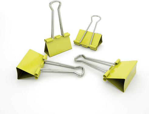 Binder Clips Small Metal Clamp, 0.75 inch / 19 mm, Yellow, 20-PCS