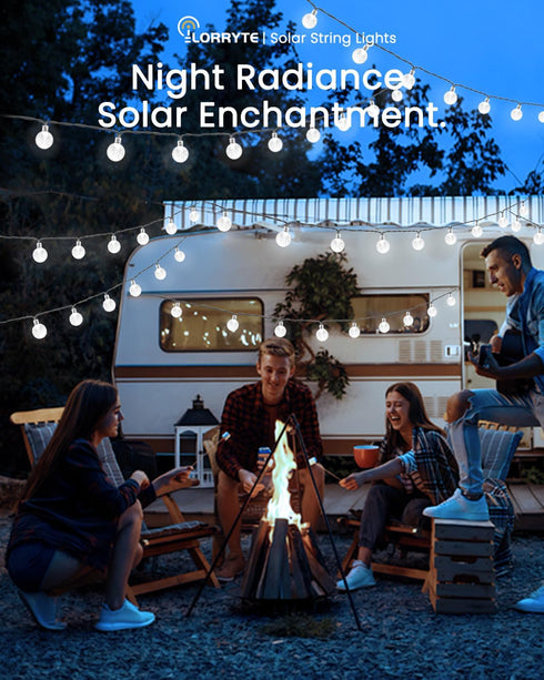 2-Pack 72FT 120 8 LED White Crystal Globe Solar String Lights Outdoor, Waterproof Solar Powered Fairy Lights