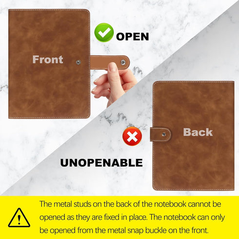 FYY Leather A5 6 Ring Binder Notebook, PU Leather Refillable with Pockets, Dividers, Refill Paper, Brown