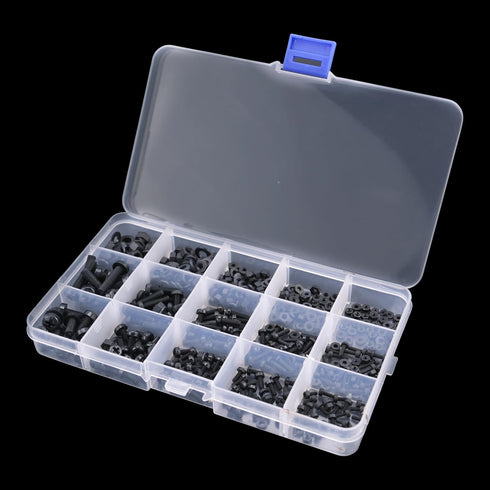 Readytosky M2 M2.5 M3 M4 M5 Nylon Screws Metric Machine Pan Round Head Plastic Screw Nut Bolt Assortment Kit, 510PCS