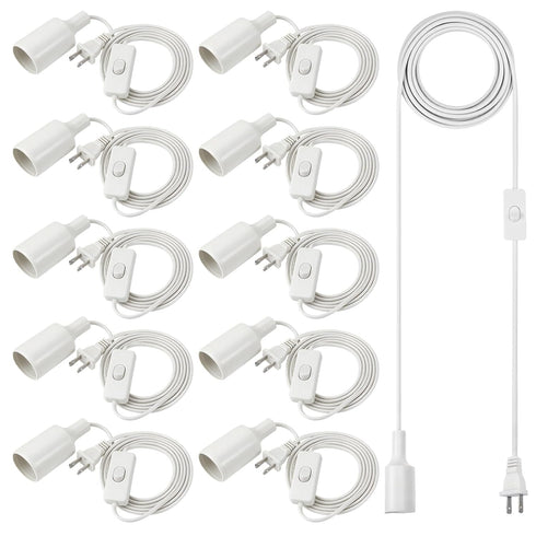 10 Pack E26/E27 LED Light Socket Hanging Light Cord Pendant Lights Cord