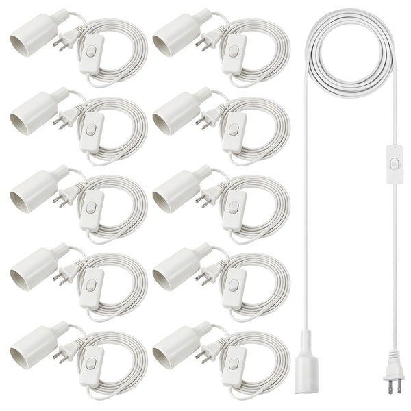 10 Pack E26/E27 LED Light Socket Hanging Light Cord Pendant Lights Cord