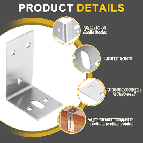4Pcs 57 83 45mm 1 uxcell Adjustable L-Shape Corner Brace, x x Slot l Corner Brace Slotted Joint Right Angle Bracket