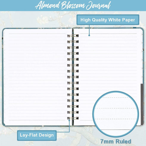 Ruled Notebook/Journal - Lined Spiral Journal with Premium Thick Paper, 8.5" X 6.4", Waterproof Hardcover for Office,