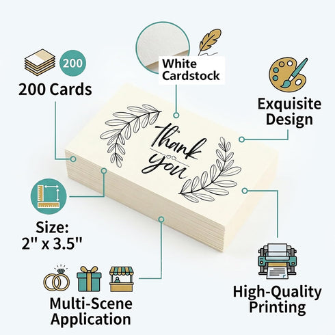 Kexinglu 200Pcs 2x3.5 Inches/5x 9cm Packaging Thank You Cards for Small Business, Customer Appreciation Notes