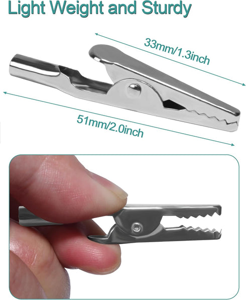 25 Pcs 2 Inches Metal Alligator Clip Spring Clamps, Silver Tone Nickel Plated for Laboratory Electric Testing Work