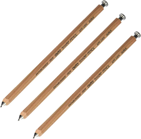 OHTO Mechanical Pencil, Sharp Natural Wood Color 0.5mm (APS-250N) × 3