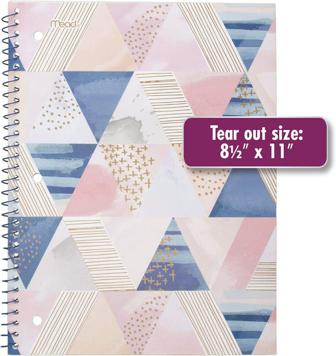 Mead Spiral Notebook, 1 Subject, 70 Sheets, College Ruled Paper, 10-1/2" x 7-1/2", Shape It Up, 1 Notebook (07152)