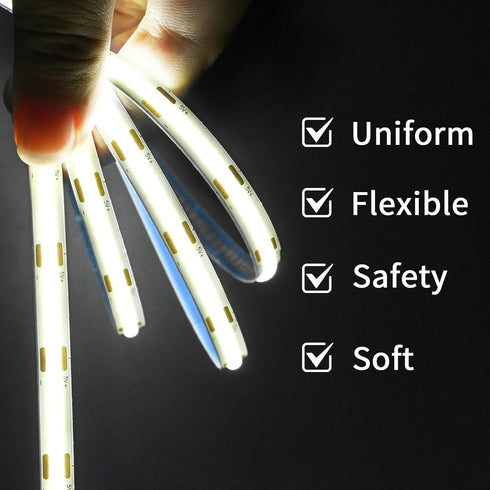 5V 320LED/m Dimmable (3000K, 6.56FT) COB LED Strip Light USB Tape LED Strip Light USB TV Backlight Flexible Under