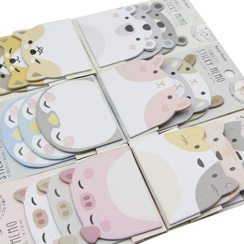 MINGSEECESS 12 Packs Cute Animal Cartoon Sticky Notes, Self-Stick Memo Pad Sets for Pet Lovers Women Girls