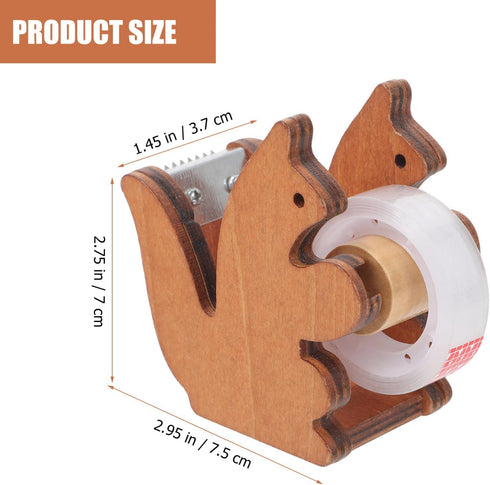 Toddmomy Squirrel Tape Dispenser, Desktop Wooden Washi Tape Dispenser with Cutter, Adhesive Tape Roll Holder for Home