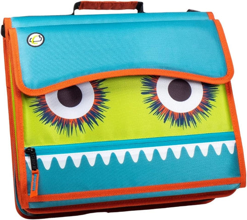 Case-It Monsters The Sidekick Zipper Binder, 5 Color Tabbed Expanding File, Aqua