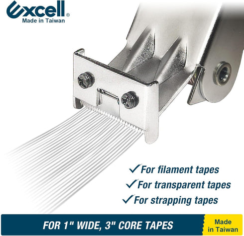 Excell Heavy Duty Filament Tape Dispenser (Fits 1 inch Wide) Strapping Tape Dispenser for Taping, Sealing carton, and Moving box by EXCELL
