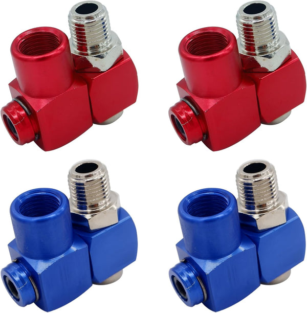 4Pcs 360 Degree Swivel Air Hose Connector, 1/4 Industrial Air Fittings and Pneumatic Tool Adapter