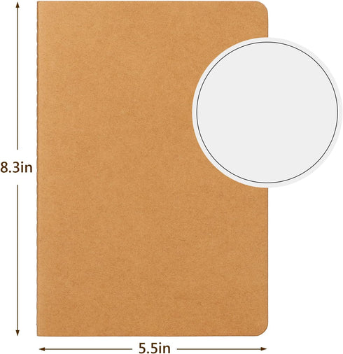 EUSOAR Blank Page Notebook, 12pcs A5 5.5"x8.3" 60 Pages Soft Cover Kraft Ruled Subject Journal Notebooks, Writing Note Pads Sketchbook Memo Composition,for School Office College Work Note Taking Diary by EUSOAR