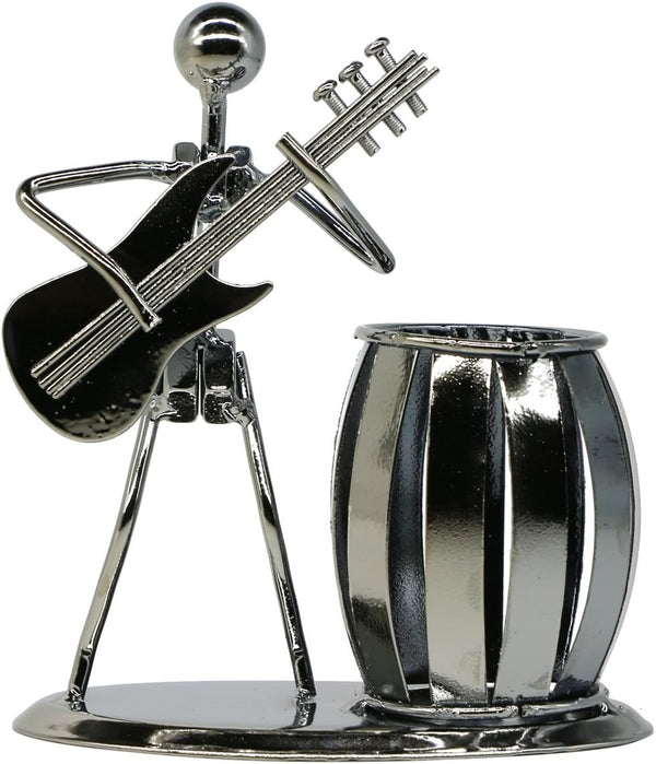 Guitar Pen Holder, Creative Desktop Accessories, Multipurpose Metal Desk Pencil Holder for Gifts and Office