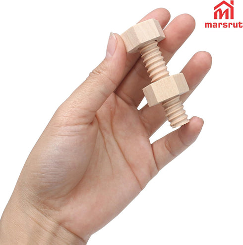 3Pcs Set Wooden Screw Bolts and Nuts Toys for Kids, Preschoolers, Child, Montessori Building Tool - Sorting, Stacking