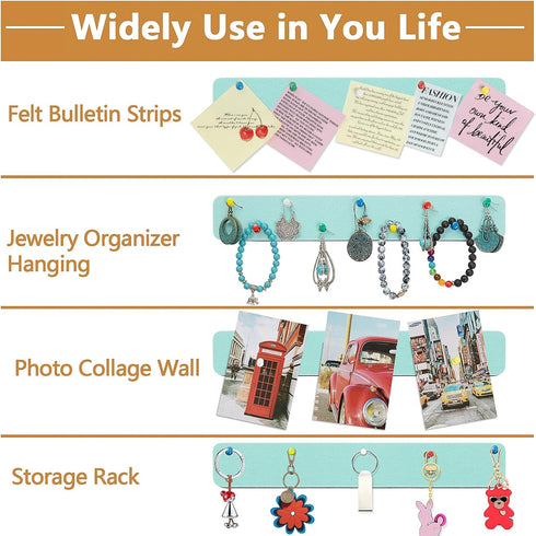 Felt Pin Board Bar Strips Bulletin Board for Home Wall Decoration with Self Adhesive Cork Board and Push Pins
