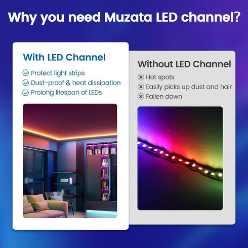 10Pack 3.3FT/1M V1SW 1M Muzata V Shape LED Channel Silver Aluminum LED Strip Diffuser Channel with Milky White Cover