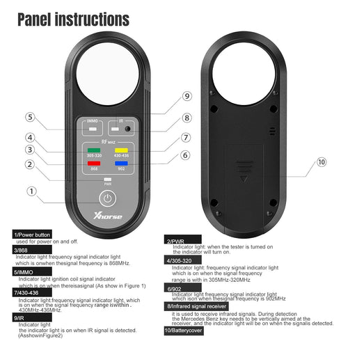 Xhorse Remote Key Frequency Tester Tool, 2024 XDRT20 Remote Tester 315/433/868/902Mhz Infrared Signal Detection, Key