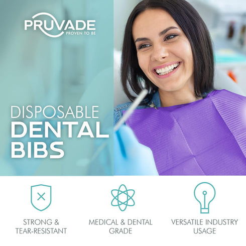 50 Pack 3-Ply 13" 18" Dental Bibs - Adult Disposable Bibs for Dentist, Eating, Tattooing - x Waterproof Medical Sheets