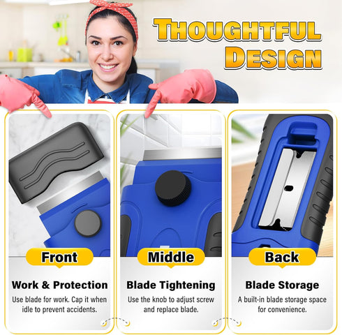 2 Pack 30 DIYSELF Razor Blade Scraper with Pcs Extra Blades, Scraper Tool for Cleaning, Glass, Stickers, Paint Scraper
