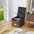 Huolewa Upgraded Faux Leather File Organizer Box with Lid, Collapsible Hanging Folder Box for Home/Office Storage
