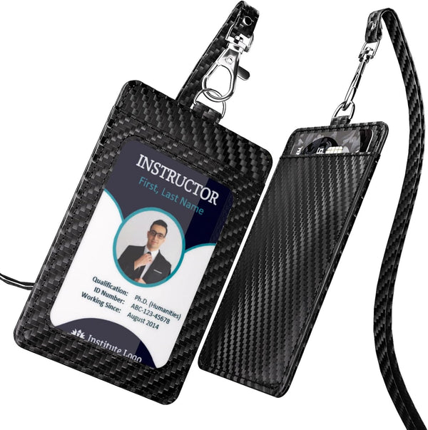 Carbon Fiber Work ID Card Holder with Lanyard is a Stylish and