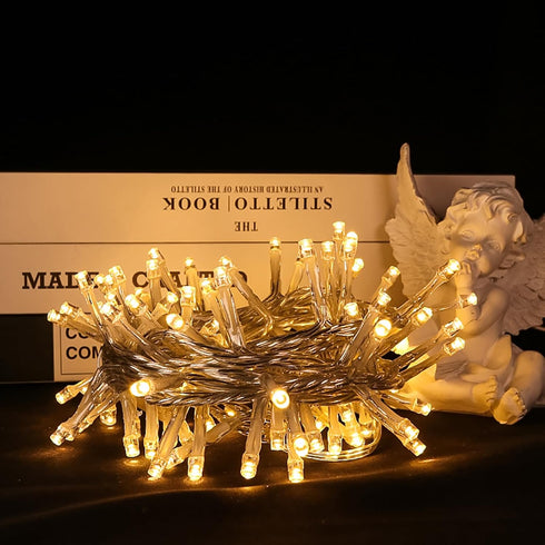 LED Christmas Tree Lights, 100 LED Mini Warm White String Lights Plug in, 8 Modes Outdoor Decorations for Party