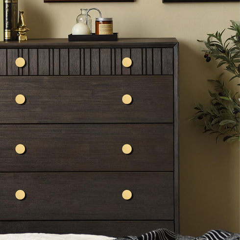 RZDEAL Cabinet Knobs Solid Brass Round Dresser Drawer Knobs and Pulls Simple Decorative Kitchen Cabinet Door Handles (4Pcs, 1.1"x0.78") by RZDEAL