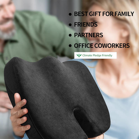 Tailbone Cooling Gel Seat Cushion for Long Sitting - Memory Foam Chair Pillow for Sciatica Pain Relief - Orthopedic Gel