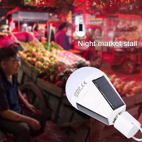 Solar Light Bulbs, Emergency Solar Rechargeable, Outdoor Waterproof Camping Lamps, Portable LED for Tent, 12W