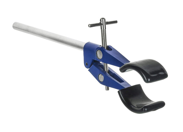 EISCO 2 Prong Burette Clamp on Stainless Steel Rod - Vinyl Coated, 4.25" Max Opening, 5.5" Rod