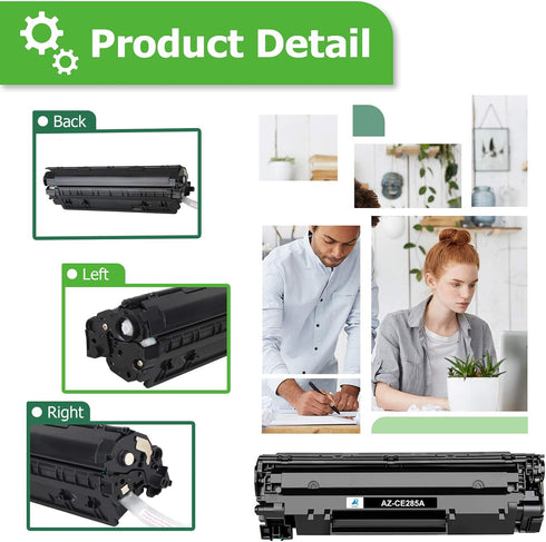 Aztech Compatible Toner Cartridge for HP CE285A 85A CE285 Laserjet Pro P1102W M1212nf M1217nfw (Black, 2-Pack)