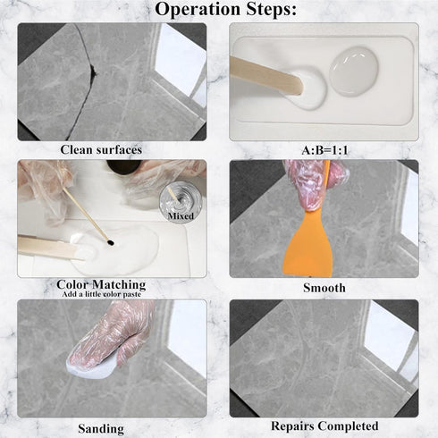 Tub, Tile and Shower Repair Kit (Color Match), Hupeyna Porcelain Repair Kit for Chips, Dents, Cracks