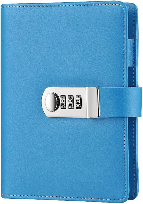 ToiM Macaroon Color A6 Loose-leaf Locking Binder Journal with Combination Lock, Passcode Diary Secret Notebook, PU