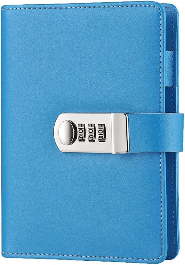ToiM Macaroon Color A6 Loose-leaf Locking Binder Journal with Combination Lock, Passcode Diary Secret Notebook, PU