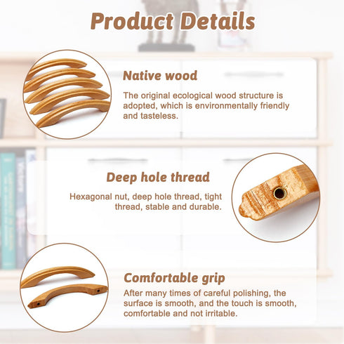 MroMax Wood Pull Knobs 10Pcs - 96mm Hole Distance, 125mm Length Cabinet Handles for Dresser Drawer