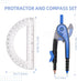YOOUSOO Set, Set, 6 Inch 180 Compass and Protractor Student Geometry Math Drawing Compass and Clear Swing Arm