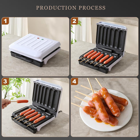 5.5-Inch 6 UVFAST Hot Dog Cooker, Hot Dog Machine with Non-stick Coating Plate, Hot Dog Maker Toaster Grills Sausage