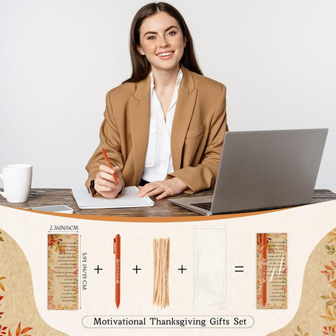 Sayglossy 200 Sets Thanksgiving Gifts Bulk Thanksgiving Party Favors Fall Ballpoint Pen Autumn Greeting Thank You Poem