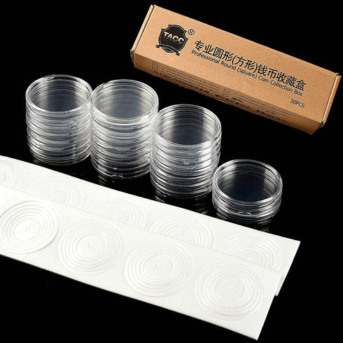 Ettonsun 30 Pieces 45mm Coin Capsules, Coin Holders for Collectors, Plastic Storage Container for Coin Collection
