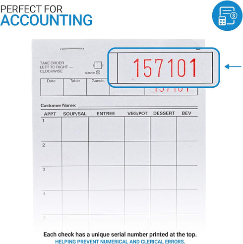 (100 Count) 1 Stock Your Home White Guest Check Pads - Part Guest Check Pads - Server Notepads and Waitress Order Pads
