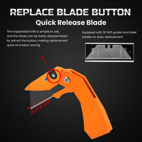 6-Pack Lichamp Folding Utility Knife, Quick-Change Box Cutter with Razor Blades & Belt Clip, Portable Construction Tool