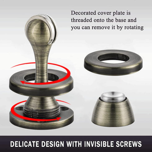 KOLAKO Magnetic Door Stopper, Heavy Duty Floor Door Stoppers Wall Protector, Brushed Bronze Stainless Steel Magnet Door
