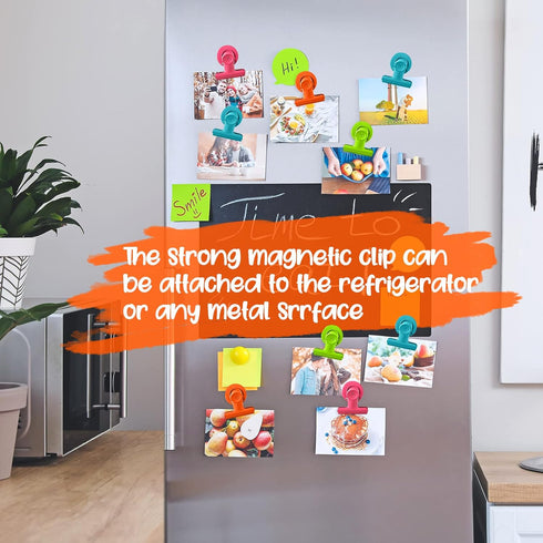 Magnetic Clips, 16pcs Metal Clips, Refrigerator Magnets for Photos, Whiteboard, School, Office Use