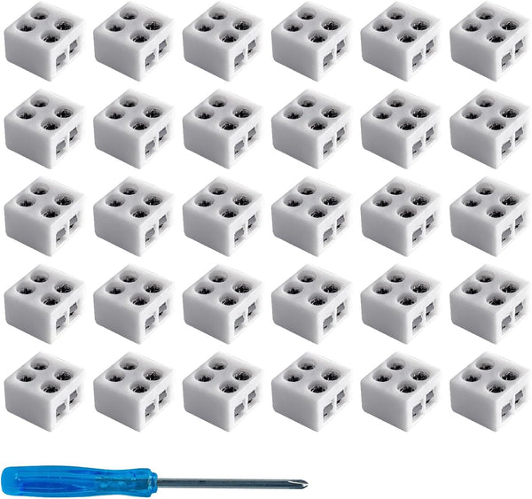 30 PCS Solderless 2 Pin LED Strip Light Connectors, 10mm for 5-24v Single Color LED Light Tape with Screwdriver