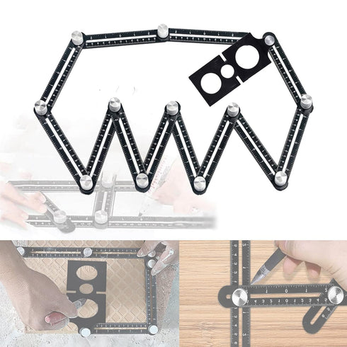 Multi-Angle Measuring Ruler | Universal 12-Sided Hole Positioning Aluminum Alloy Template Tool with Drilling Locator