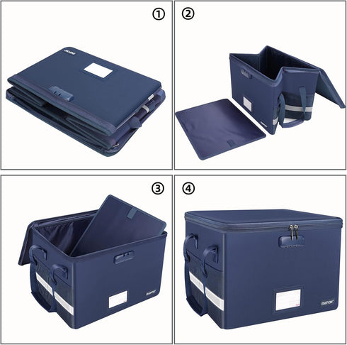 ENGPOW File Box with Lock - Fireproof Document Box with Zipper Lid, Portable Organizer for Hanging Letter/Legal Folder