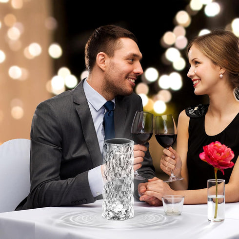 Crystal Table Lamp (Touch & Remote), RGB 16 Colors Changing Lamp, Rechargeable Crystal Night Light for Bedroom, Party